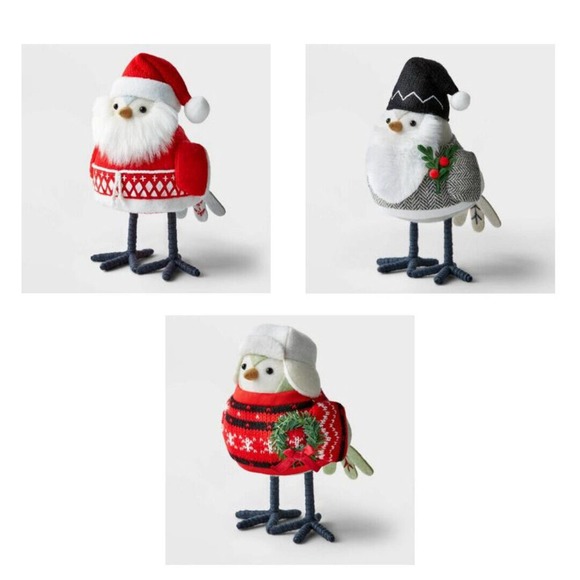 2022 Target Wondershop Featherly Friends Winter Holiday Fabric Birds Set of 3 - Picture 1 of 1